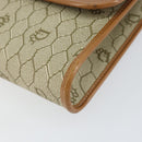 Christian Dior Honeycomb Canvas Chain Shoulder Bag PVC Beige Gold Auth 154467-9