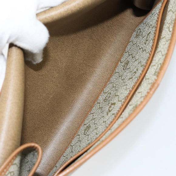 Christian Dior Honeycomb Canvas Chain Shoulder Bag PVC Beige Gold Auth 154467