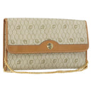 Christian Dior Honeycomb Canvas Chain Shoulder Bag PVC Beige Gold Auth 154467-1