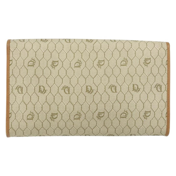 Christian Dior Honeycomb Canvas Chain Shoulder Bag PVC Beige Gold Auth 154467