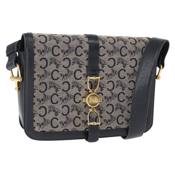 CELINE C Sulky Shoulder Bag Navy Gold Auth 154468