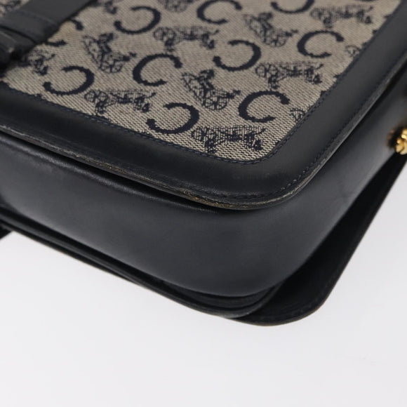 CELINE C Sulky Shoulder Bag Navy Gold Auth 154468