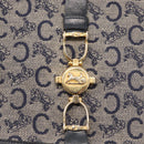 CELINE C Sulky Shoulder Bag Navy Gold Auth 154468-14