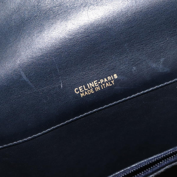 CELINE C Sulky Shoulder Bag Navy Gold Auth 154468