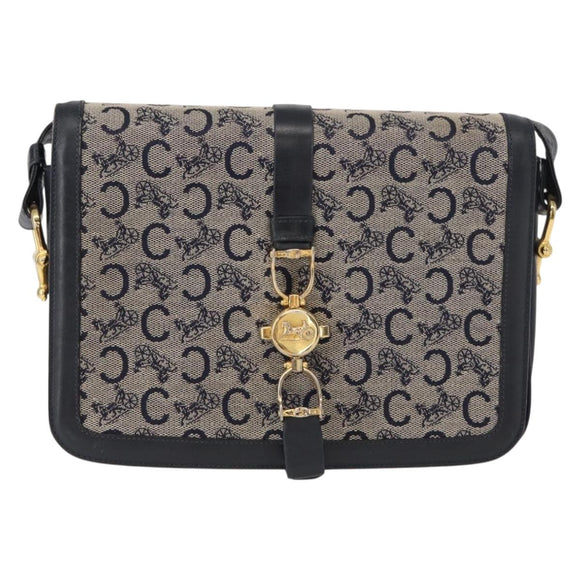 CELINE C Sulky Shoulder Bag Navy Gold Auth 154468