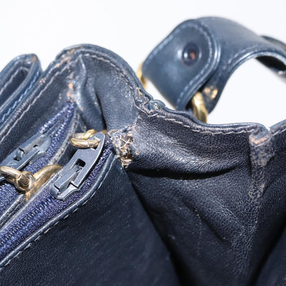 CELINE C Sulky Shoulder Bag Navy Gold Auth 154468