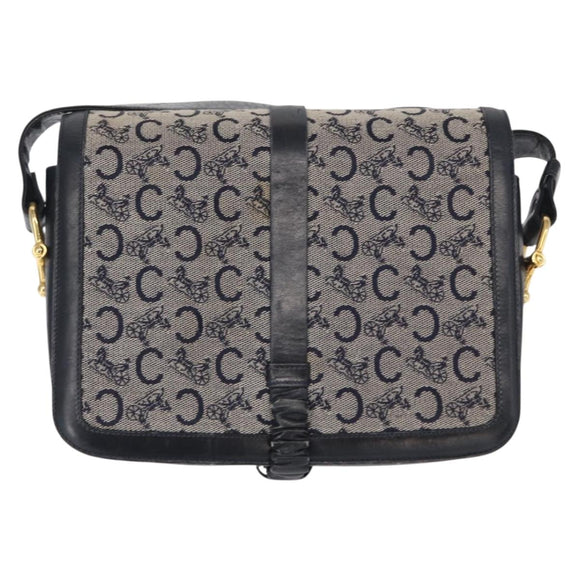 CELINE C Sulky Shoulder Bag Navy Gold Auth 154468