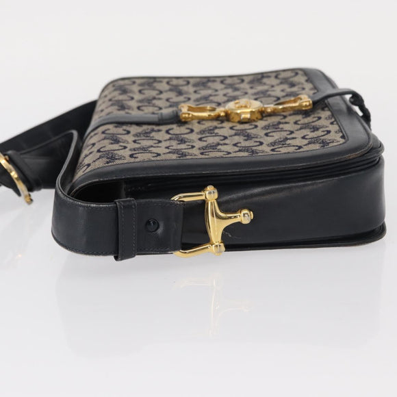 CELINE C Sulky Shoulder Bag Navy Gold Auth 154468