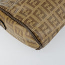 FENDI Zucchino Canvas Shoulder Bag PVC Beige Brown Auth 154469-14