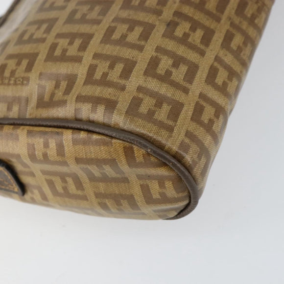 FENDI Zucchino Canvas Shoulder Bag PVC Beige Brown Auth 154469