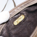 FENDI Zucchino Canvas Shoulder Bag PVC Beige Brown Auth 154469-11