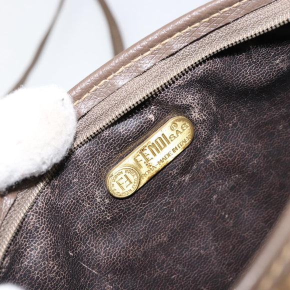 FENDI Zucchino Canvas Shoulder Bag PVC Beige Brown Auth 154469