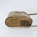 FENDI Zucchino Canvas Shoulder Bag PVC Beige Brown Auth 154469-3