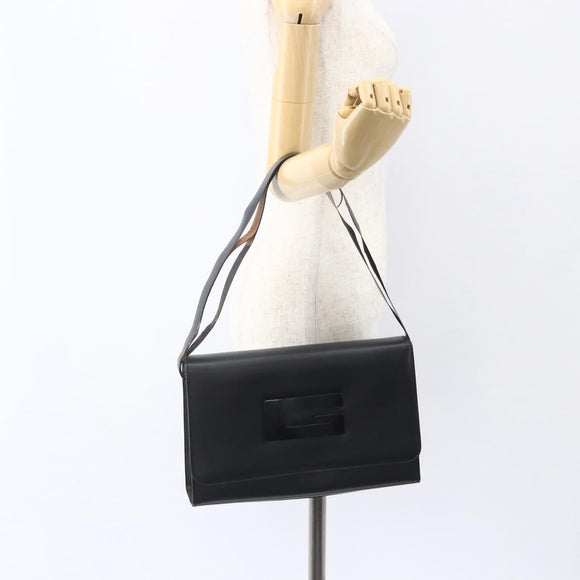 GUCCI Shoulder Bag Leather Black Silver 001 3064 Auth 154471