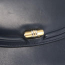 GUCCI Hand Bag Leather Navy Gold Auth 154472-14