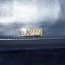 GUCCI Hand Bag Leather Navy Gold Auth 154472-16