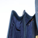 GUCCI Hand Bag Leather Navy Gold Auth 154472-19