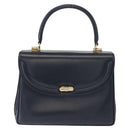 GUCCI Hand Bag Leather Navy Gold Auth 154472-2