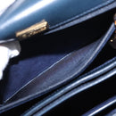 GUCCI Hand Bag Leather Navy Gold Auth 154472-22