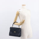 GUCCI Hand Bag Leather Navy Gold Auth 154472-24