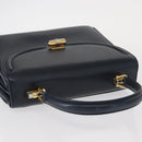 GUCCI Hand Bag Leather Navy Gold Auth 154472-6