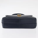 GUCCI Hand Bag Leather Navy Gold Auth 154472-9