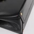 Salvatore Ferragamo Gancini Hand Bag Leather Black Gold Auth 154475-10