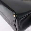 Salvatore Ferragamo Gancini Hand Bag Leather Black Gold Auth 154475-11