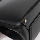 Salvatore Ferragamo Gancini Hand Bag Leather Black Gold Auth 154475-12