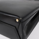 Salvatore Ferragamo Gancini Hand Bag Leather Black Gold Auth 154475-13