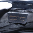 Salvatore Ferragamo Gancini Hand Bag Leather Black Gold Auth 154475-15