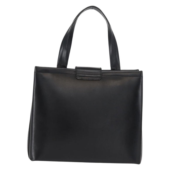 Salvatore Ferragamo Gancini Hand Bag Leather Black Gold Auth 154475