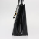 Salvatore Ferragamo Gancini Hand Bag Leather Black Gold Auth 154475-4