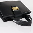 Salvatore Ferragamo Gancini Hand Bag Leather Black Gold Auth 154475-6