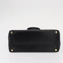Salvatore Ferragamo Gancini Hand Bag Leather Black Gold Auth 154475-9