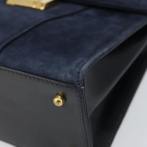 GUCCI Hand Bag Suede Navy Gold 000 2026 0306 Auth 154476