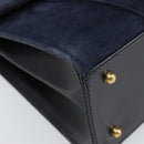 GUCCI Hand Bag Suede Navy Gold 000 2026 0306 Auth 154476-11