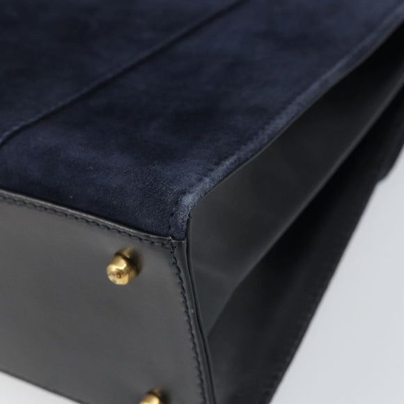 GUCCI Hand Bag Suede Navy Gold 000 2026 0306 Auth 154476