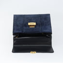 GUCCI Hand Bag Suede Navy Gold 000 2026 0306 Auth 154476-15