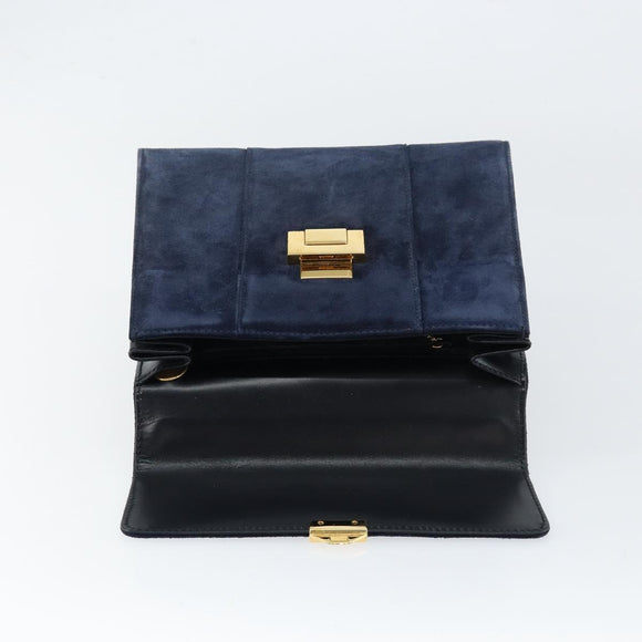 GUCCI Hand Bag Suede Navy Gold 000 2026 0306 Auth 154476