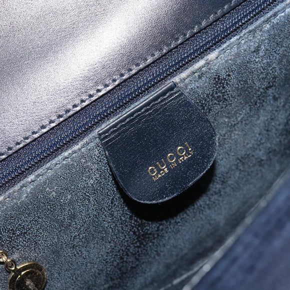 GUCCI Hand Bag Suede Navy Gold 000 2026 0306 Auth 154476
