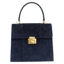 GUCCI Hand Bag Suede Navy Gold 000 2026 0306 Auth 154476-2