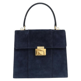 GUCCI Hand Bag Suede Navy Gold 000 2026 0306 Auth 154476 - 0