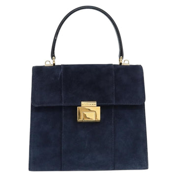 GUCCI Hand Bag Suede Navy Gold 000 2026 0306 Auth 154476 - 0
