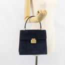 GUCCI Hand Bag Suede Navy Gold 000 2026 0306 Auth 154476-24