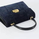 GUCCI Hand Bag Suede Navy Gold 000 2026 0306 Auth 154476-6