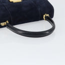 GUCCI Hand Bag Suede Navy Gold 000 2026 0306 Auth 154476-7