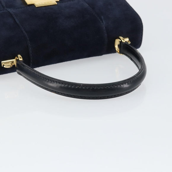 GUCCI Hand Bag Suede Navy Gold 000 2026 0306 Auth 154476