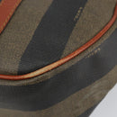 FENDI Pecan Canvas Hand Bag PVC Black Brown Auth 154500-10