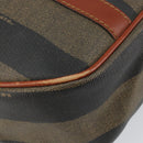 FENDI Pecan Canvas Hand Bag PVC Black Brown Auth 154500-11
